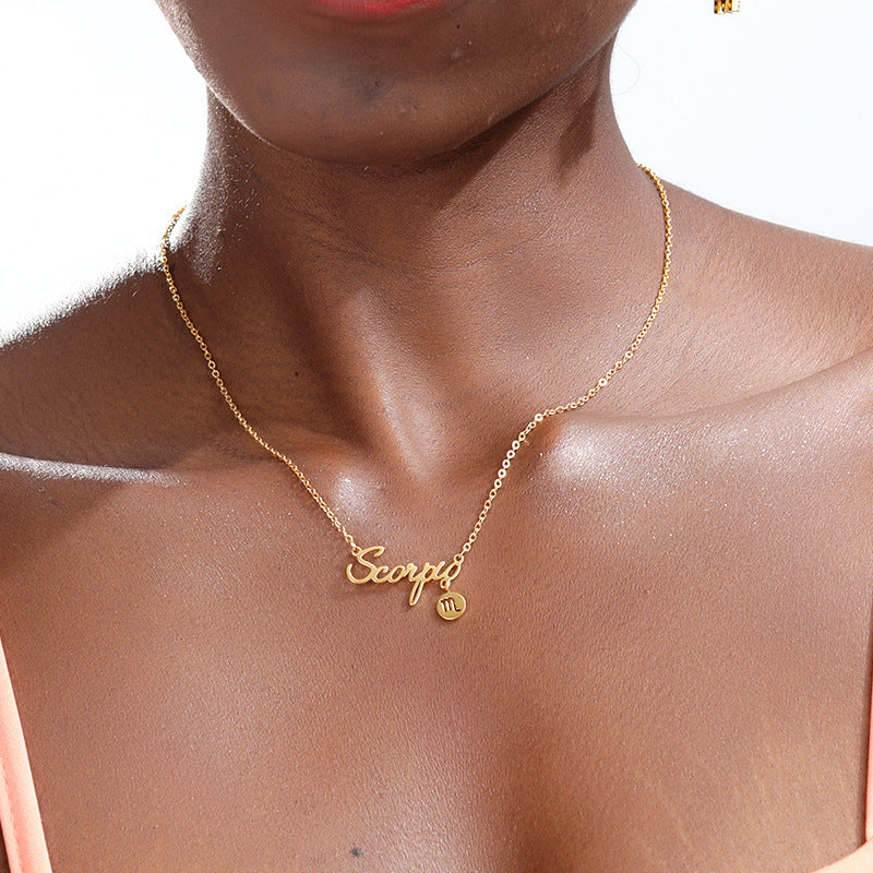 C15 - Trendy gold chain with international zodiac signs